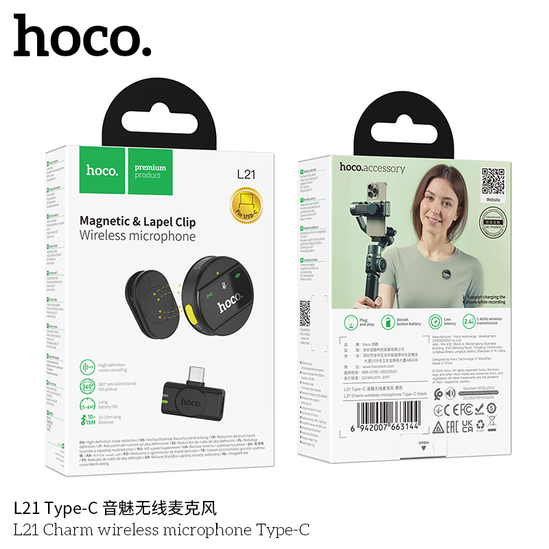 Mic thu âm Hoco L21 đầu TypeC