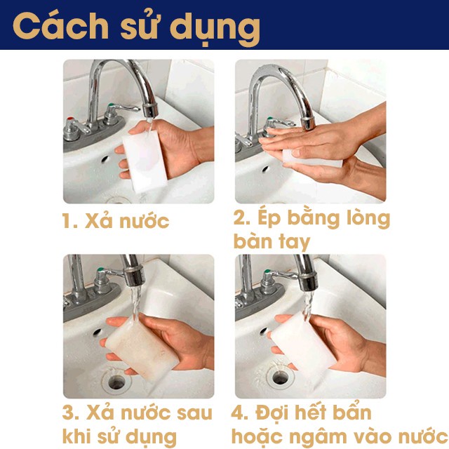 Combo 2 Mút xốp melamine tẩy rửa đa năng làm sạch mọi vết bẩn.