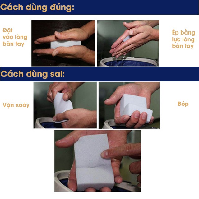 Combo 2 Mút xốp melamine tẩy rửa đa năng làm sạch mọi vết bẩn.