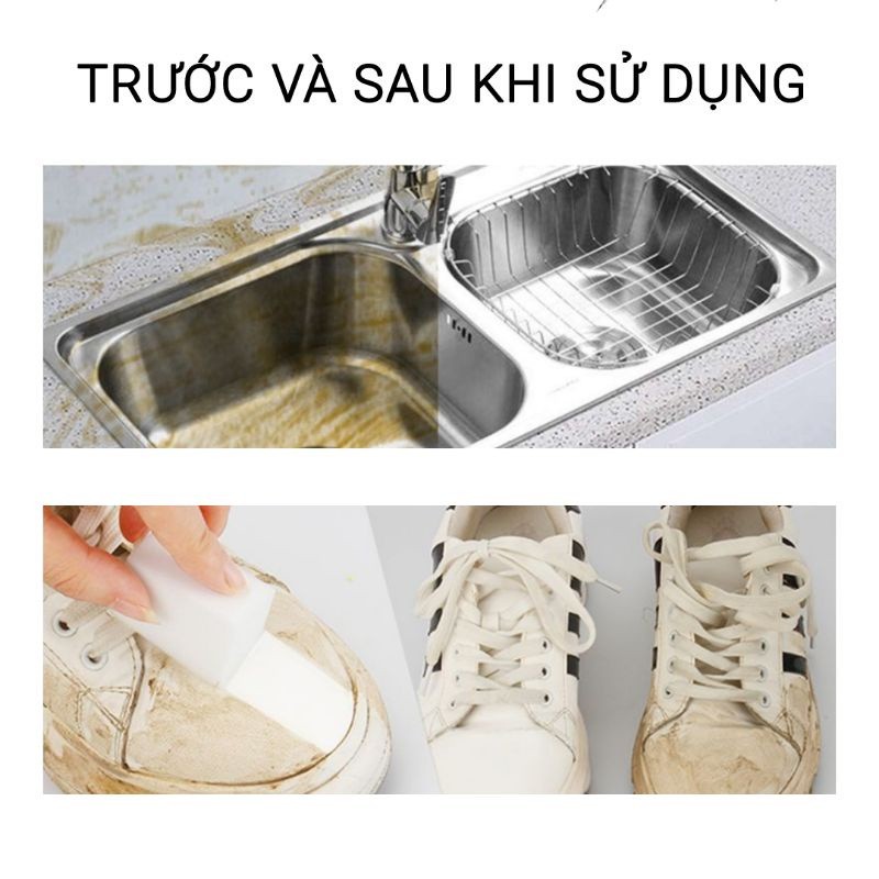 Combo 2 Mút xốp melamine tẩy rửa đa năng làm sạch mọi vết bẩn.