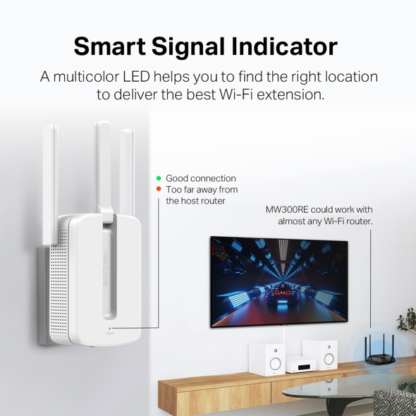 Cục Kích sóng wifi 3 râu Mercusys MW301RE 300mbps chính hãng