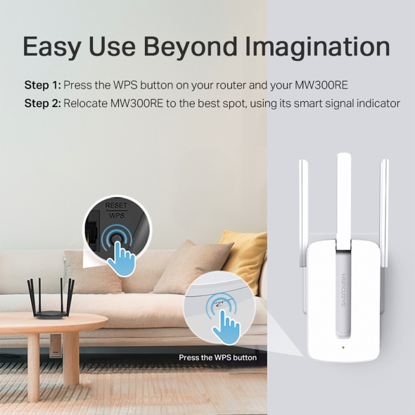 Cục Kích sóng wifi 3 râu Mercusys MW301RE 300mbps chính hãng