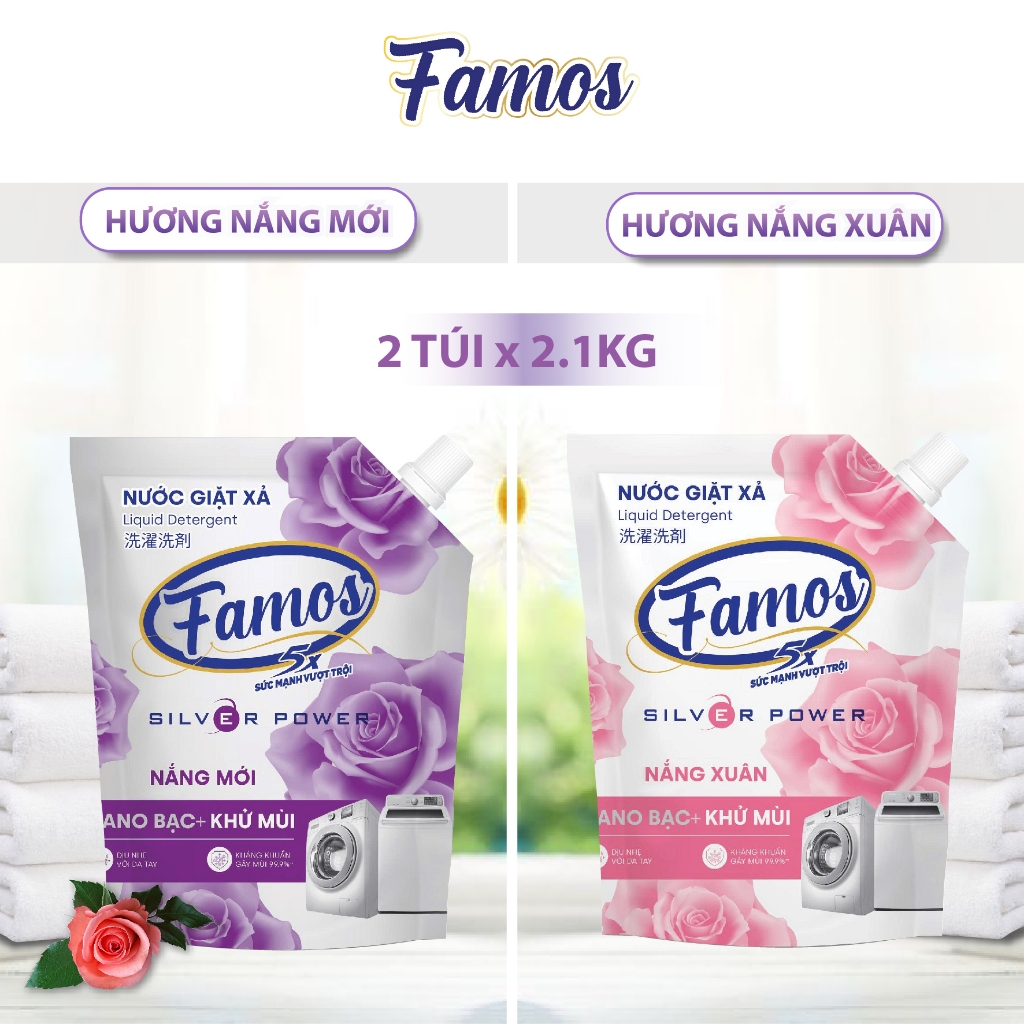 Nước Giặt Xả 2in1 Famos Túi 2.1 Lít màu tím