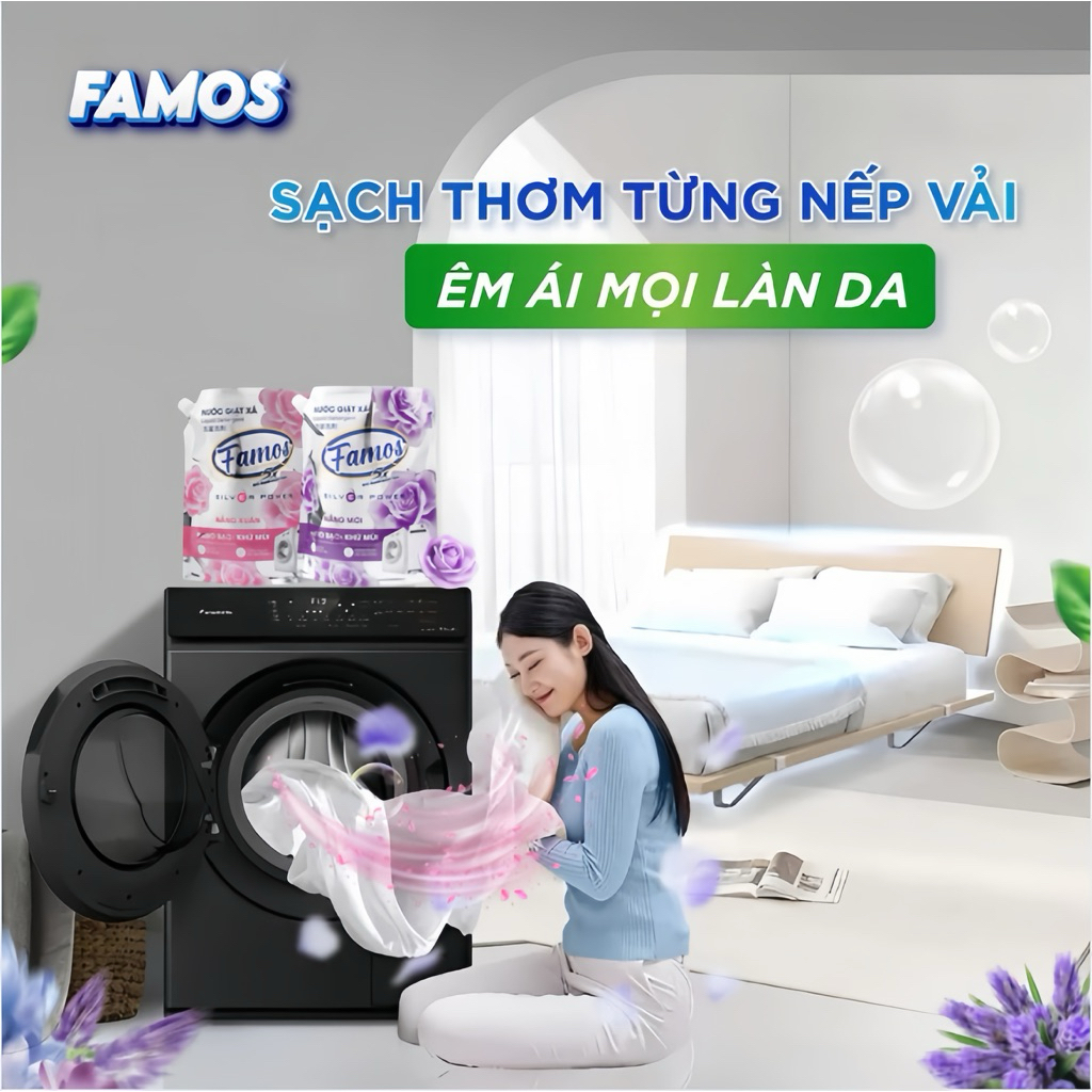 Nước Giặt Xả 2in1 Famos Túi 2.1 Lít màu tím