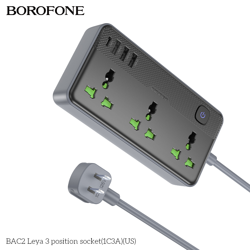Ổ cắm 3 vị trí Borofone BAC2