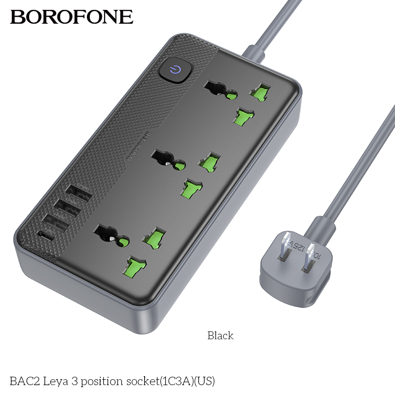 Ổ cắm 3 vị trí Borofone BAC2