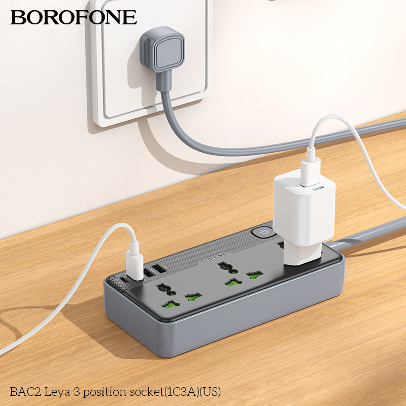 Ổ cắm 3 vị trí Borofone BAC2