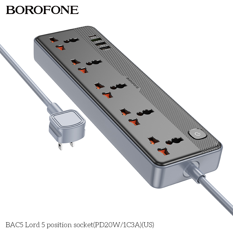 Ổ cắm 5 vị trí Borofone BAC5 (PD20W/1C3A)