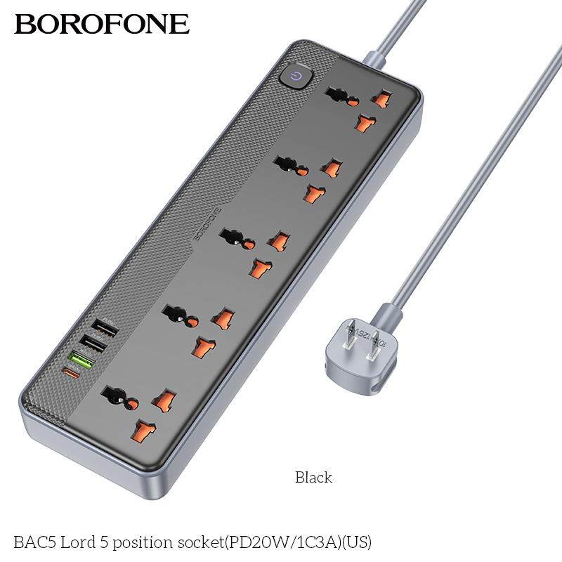Ổ cắm 5 vị trí Borofone BAC5 (PD20W/1C3A)