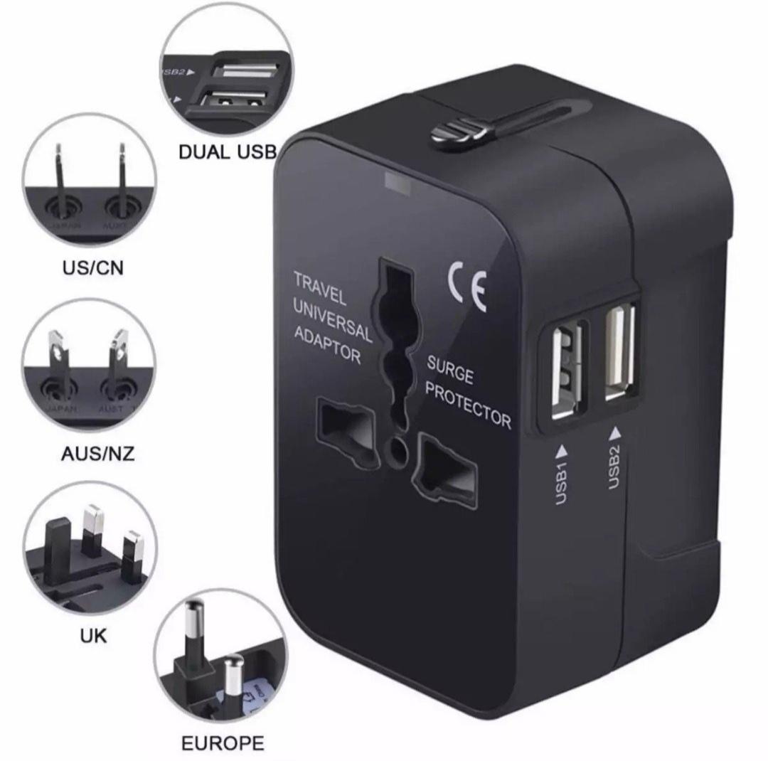 Ổ cắm chuyển đổi CF 071 quốc tế du lịch 2 cổng USB.