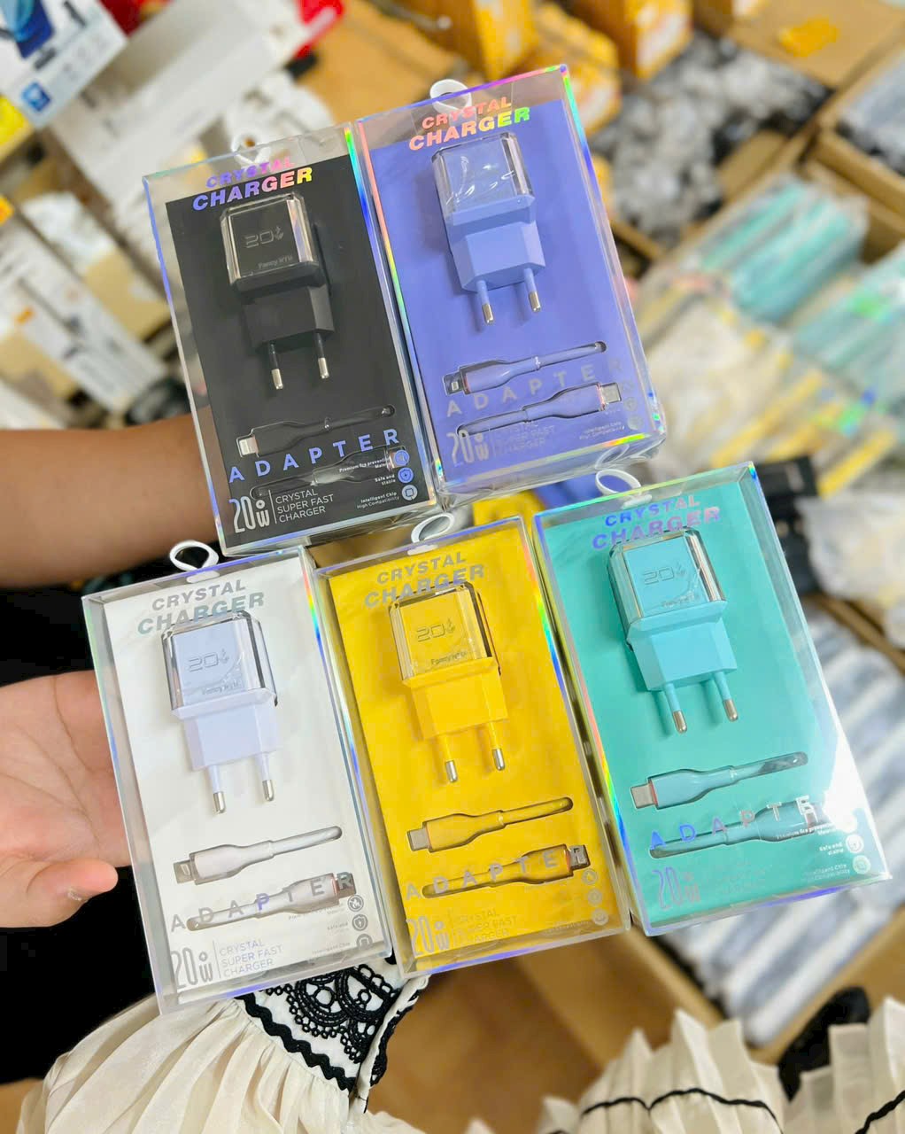 Bộ sạc Usb-Lighting điện thoại tinh thể 20w màu sắc cực đẹp TypeC