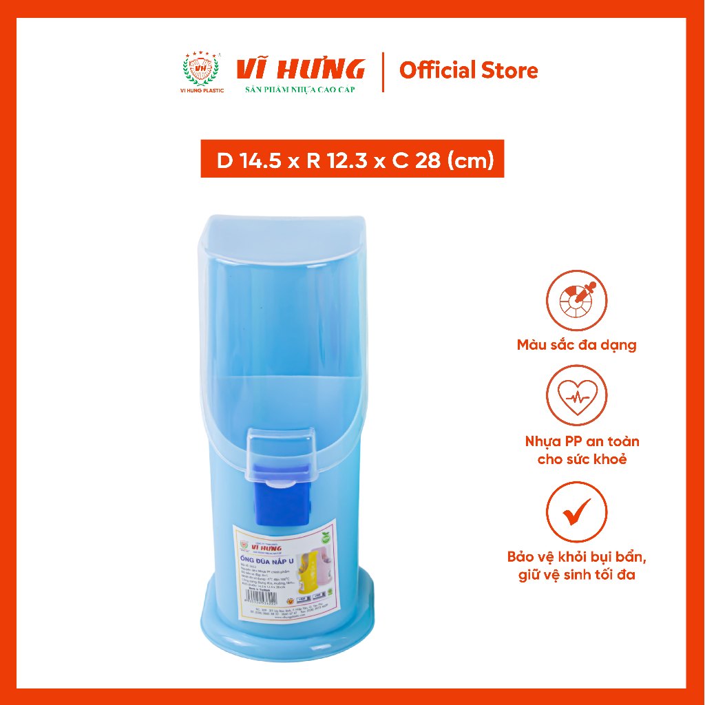 Ống Đũa 2 Ngăn Có Nắp Đậy Kèm Khe Tăm Nhựa Vĩ Hưng 3622 màu ngẫu nhiên / inbox
