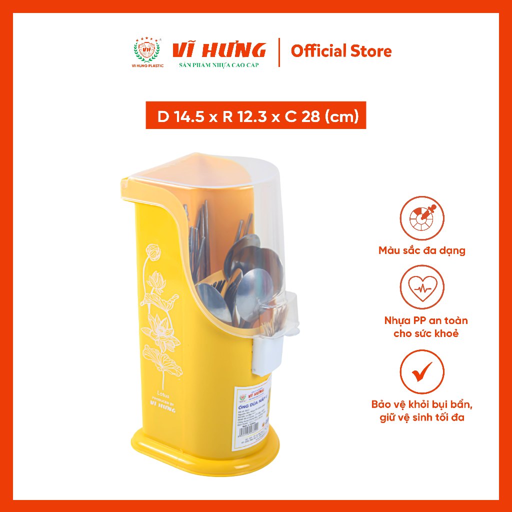Ống Đũa 2 Ngăn Có Nắp Đậy Kèm Khe Tăm Nhựa Vĩ Hưng 3622 màu ngẫu nhiên / inbox