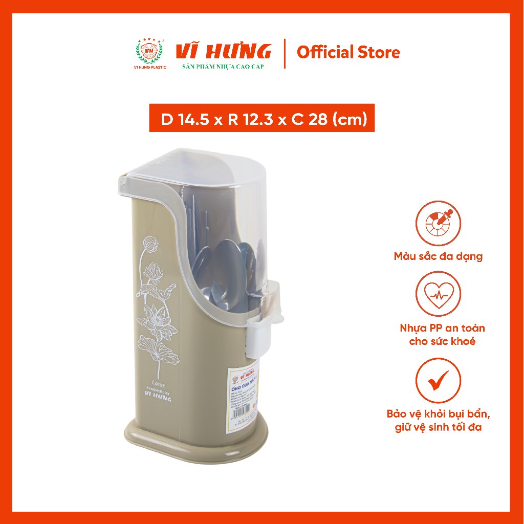 Ống Đũa 2 Ngăn Có Nắp Đậy Kèm Khe Tăm Nhựa Vĩ Hưng 3622 màu ngẫu nhiên / inbox