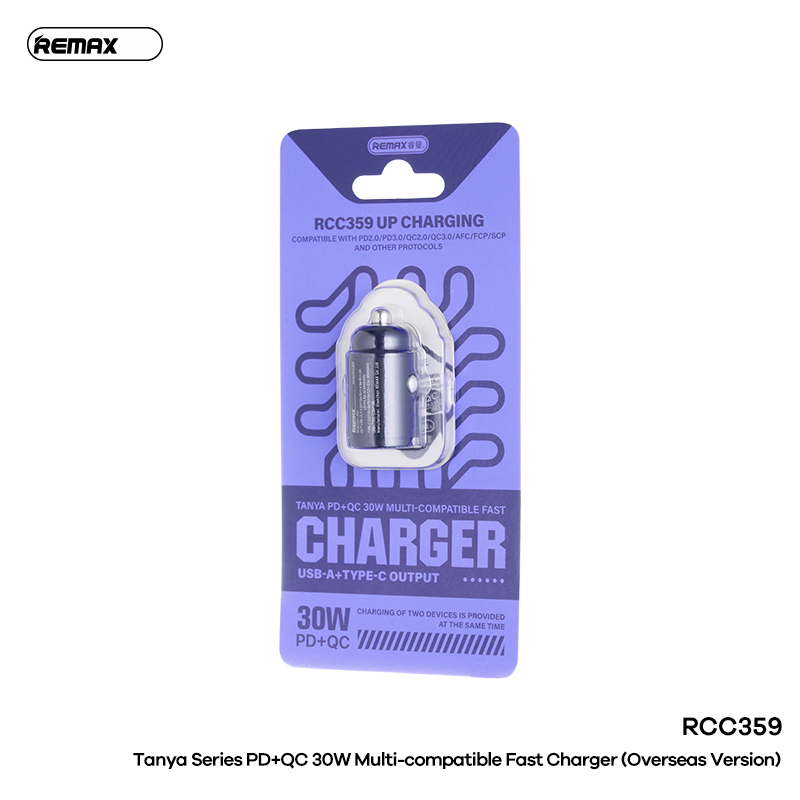 Tẩu sạc Nhanh 30W Xe Ô TÔ Remax RCC359 Có Quai Xách