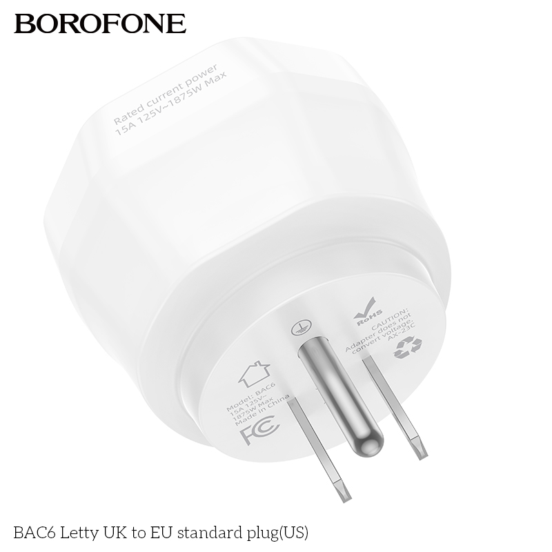 Ổ cắm Borofone BAC6 Cốc đa năng đổi US to EU