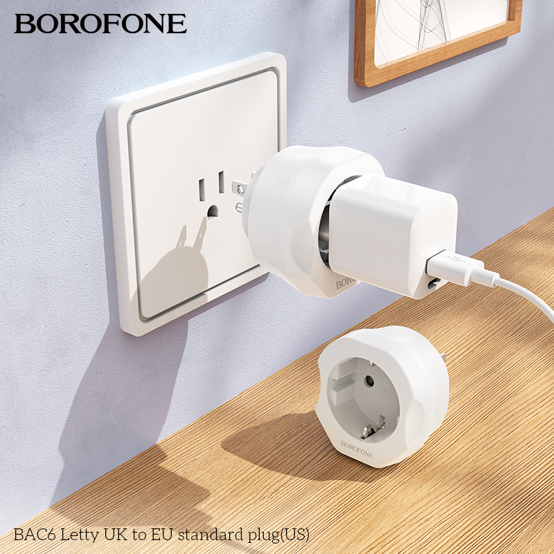 Ổ cắm Borofone BAC6 Cốc đa năng đổi US to EU