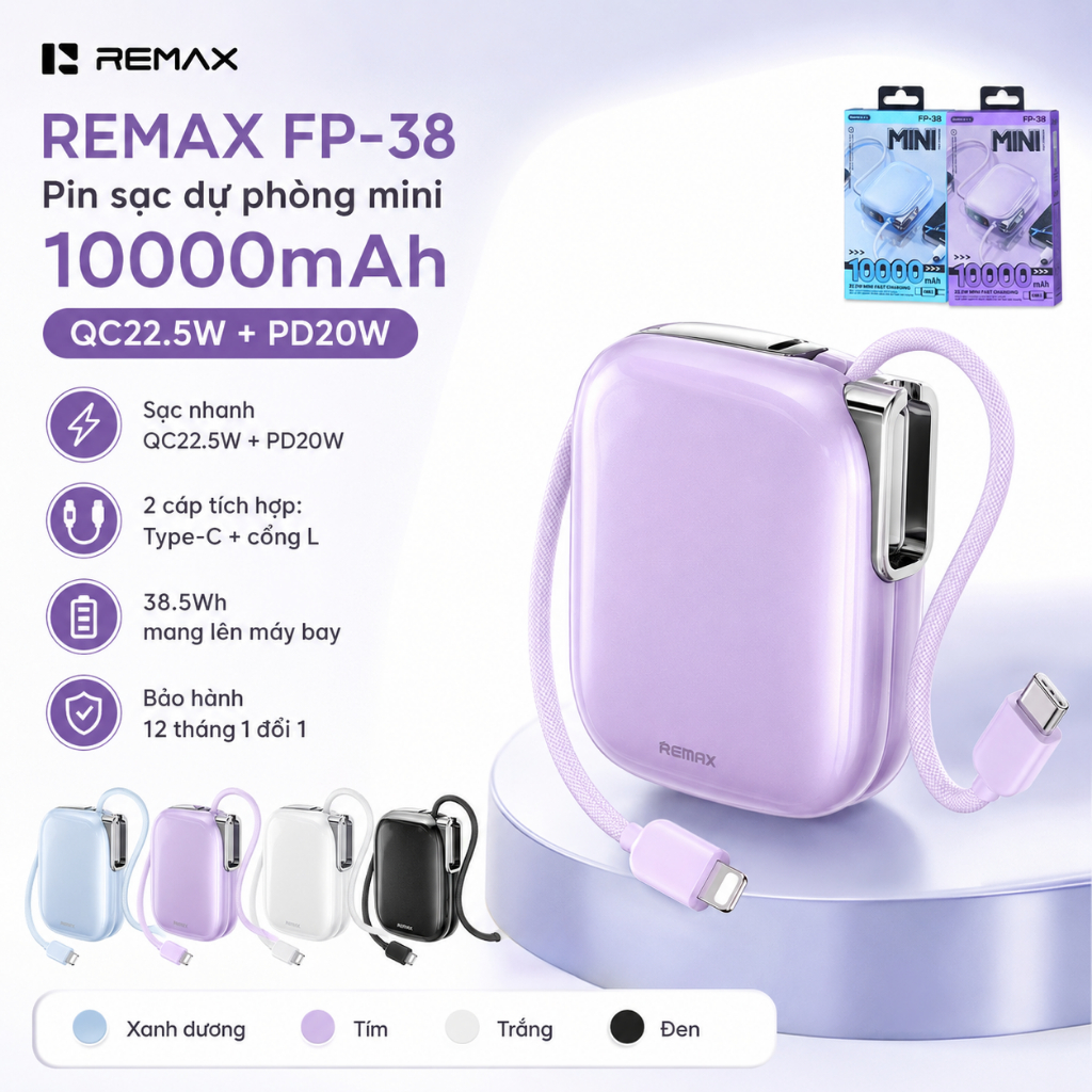 Sạc dự phòng Remax FP-38/MH136 10.000mah Siêu Nhỏ Gọn