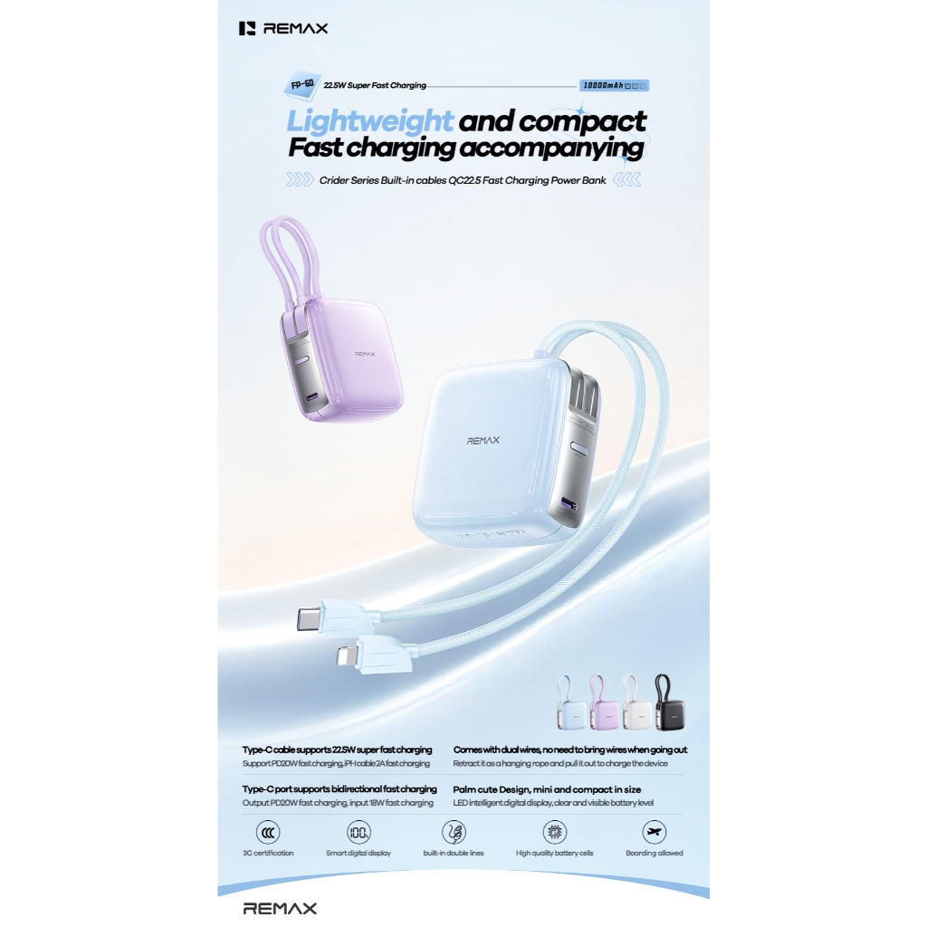Sạc dự phòng sạc nhanh 22.5W Remax FP-60 10.0000mah