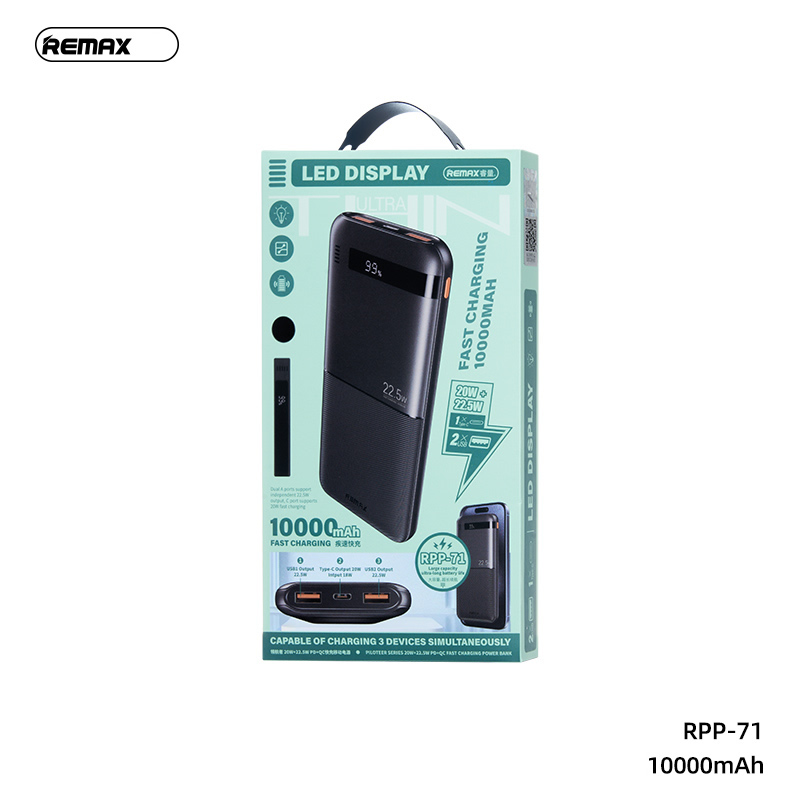 Sạc dự phòng Sạc Nhanh 22.5W Remax RPP-71 10.000mAh.