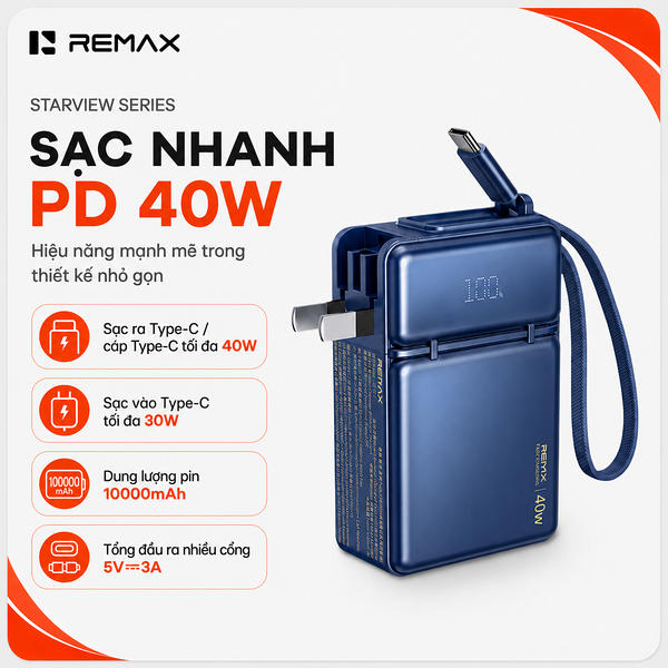 Sạc dự phòng Sạc Nhanh 40W Remax FP-17 10.000mAh