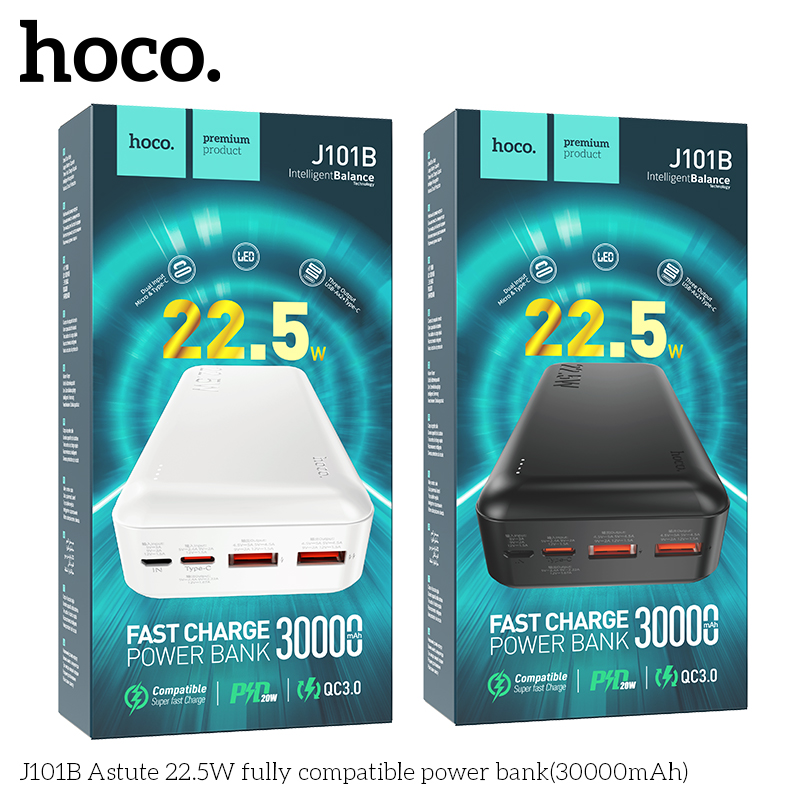 Sạc dự phòng Hoco J101B 30.000mah sạc nhanh 22,5w+QC3.0