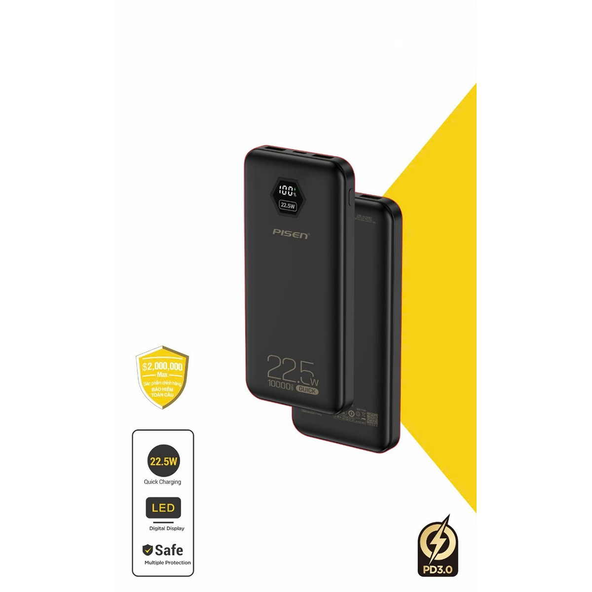 Sạc dự phòng Pisen TP-D183 Power Cube 22.5W 10000mAh