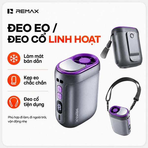 Quạt đeo thắt lưng, kẹp áo Remax RS-GF07.