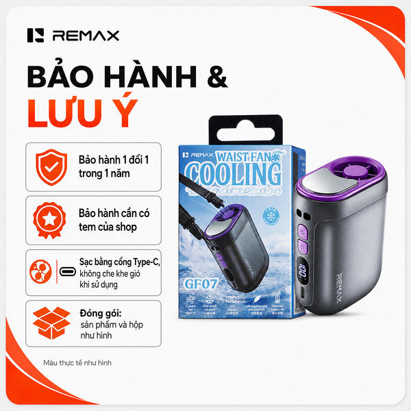 Quạt đeo thắt lưng, kẹp áo Remax RS-GF07.