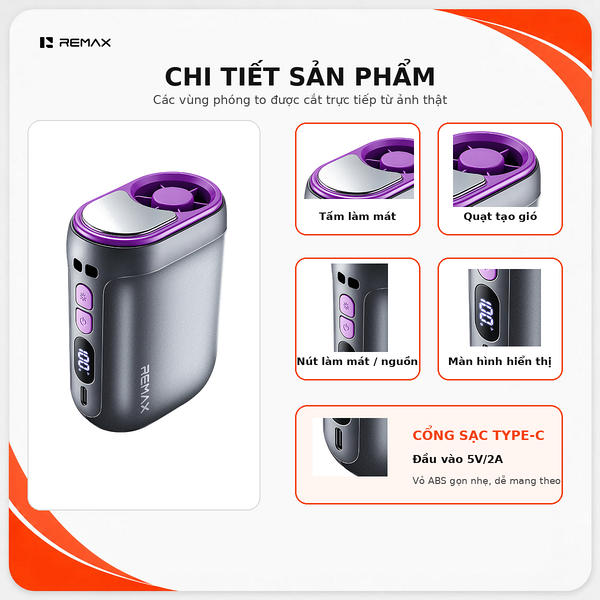 Quạt đeo thắt lưng, kẹp áo Remax RS-GF07.