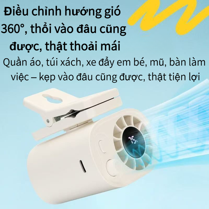 Quạt Kẹp (gắn Dù/Xe Đạp/Balo) Mini T-511 Xoay 360° Điều Chỉnh Hướng Gió