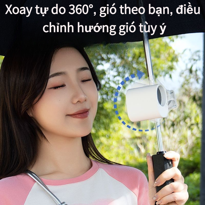 Quạt Kẹp (gắn Dù/Xe Đạp/Balo) Mini T-511 Xoay 360° Điều Chỉnh Hướng Gió