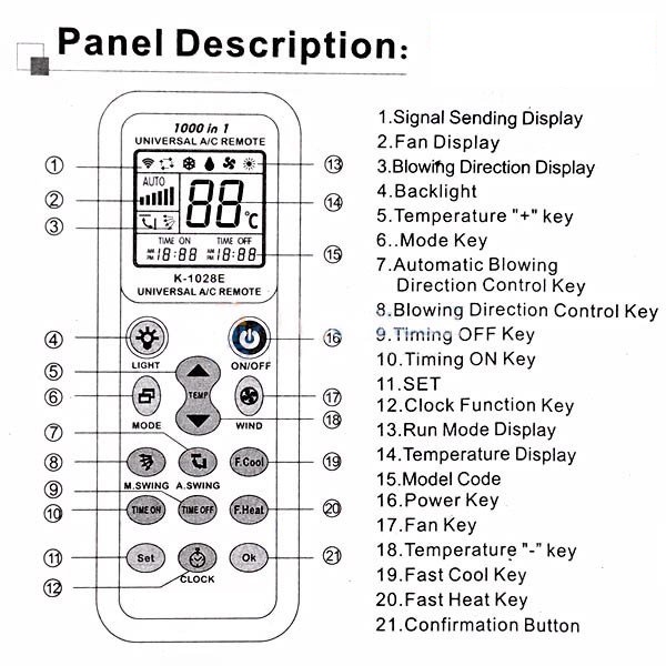 Remote Máy Lạnh Đa Năng K-1028E