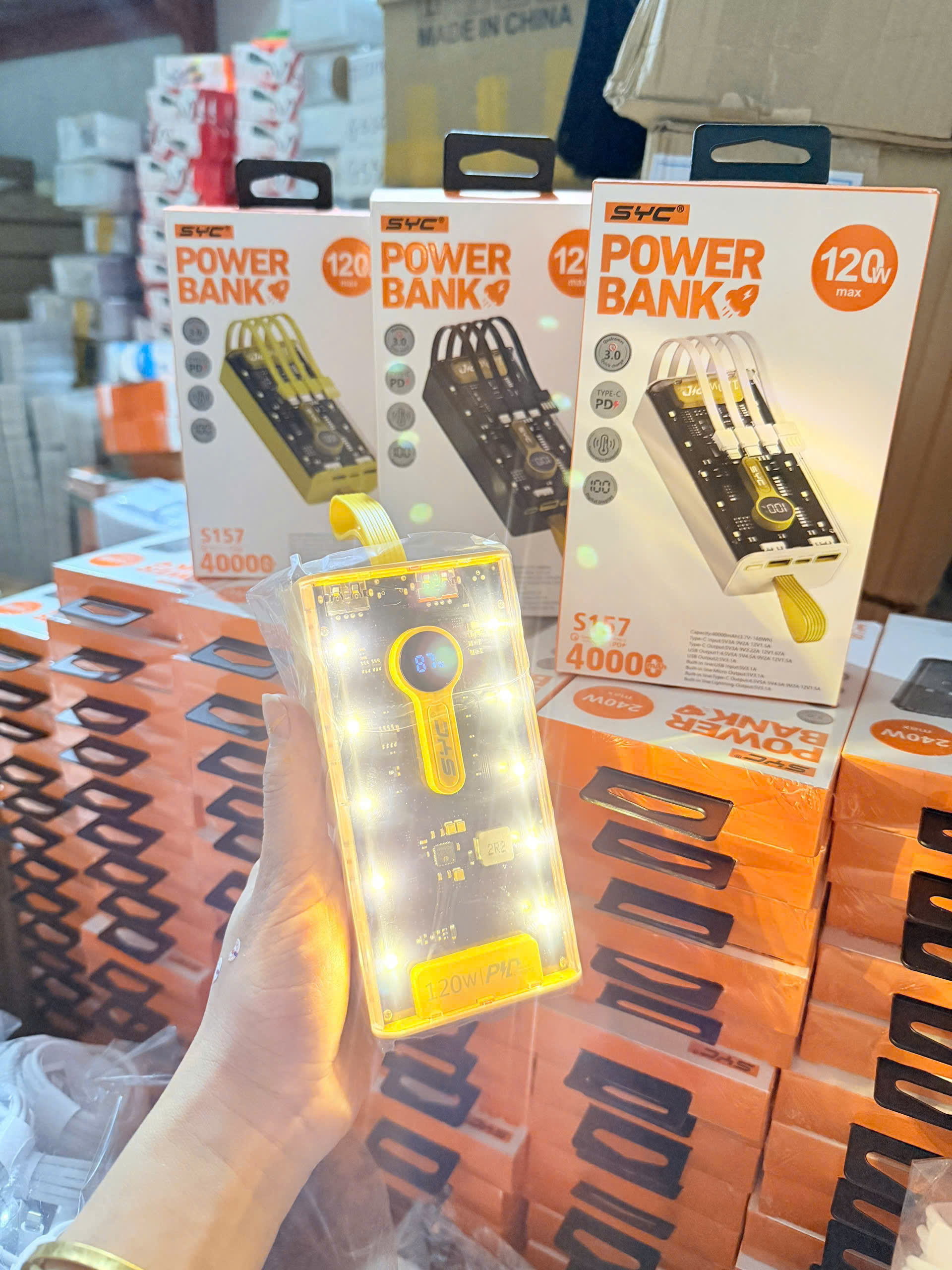 Sạc dự phòng SYC S157 40000mah 120w trong suốt