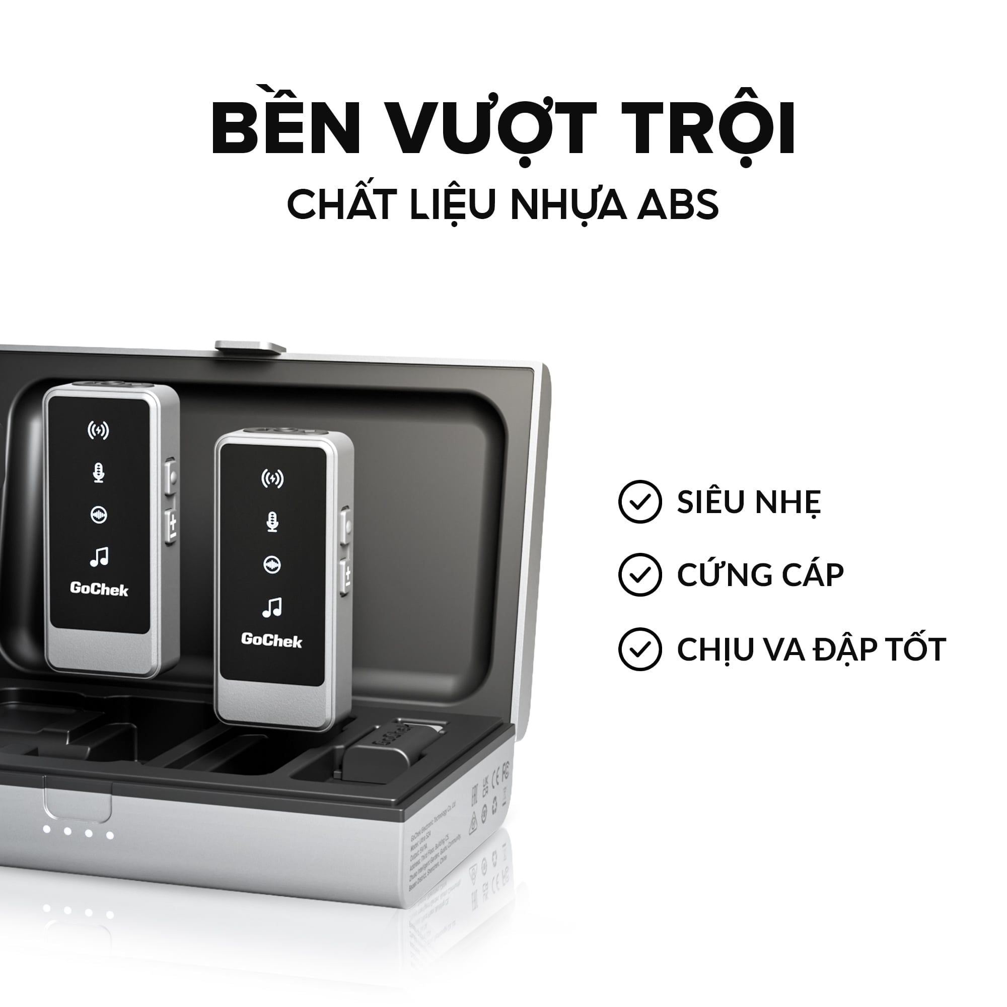Micro thu âm Gocheck Ultra S24 - S2402, 2 đầu typeC + lighting, 2 Micro Không hộp sạc