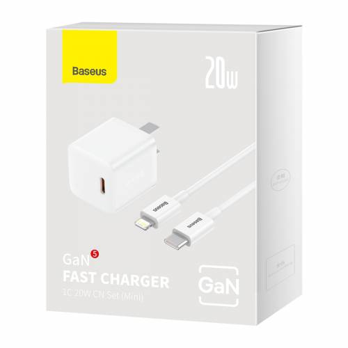 Bộ sạc TypeC-Lighting nhanh nhanh 20W Baseus Gan5