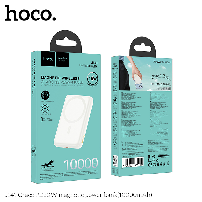 Sạc dự phòng Magnetic Hoco J141 10.000 PD20w