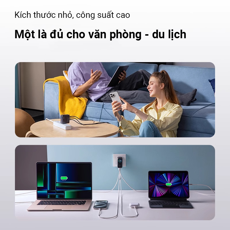 Bộ sạc TypeC-TypeC Anker Zolo cốc sạc 4 cổng 3C1A 140W_B2697 kèm cáp typeC