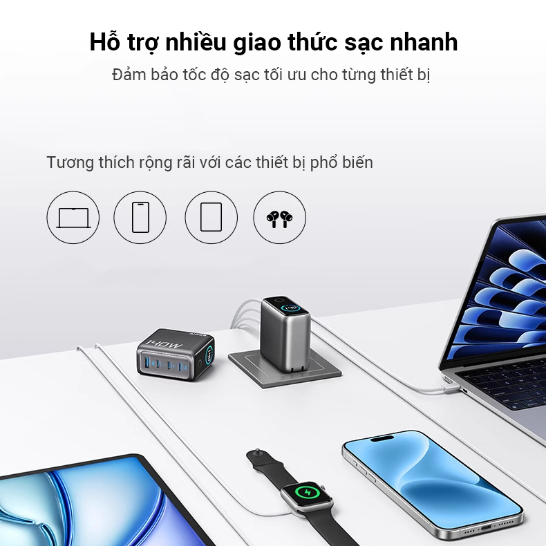 Bộ sạc TypeC-TypeC Anker Zolo cốc sạc 4 cổng 3C1A 140W_B2697 kèm cáp typeC