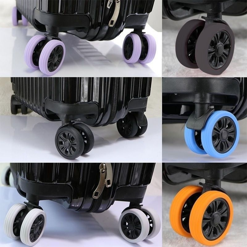 Set 10 Bọc bánh xe vali hành lý bằng silicon giảm tiếng ồn. màu ngẫu  nhiên