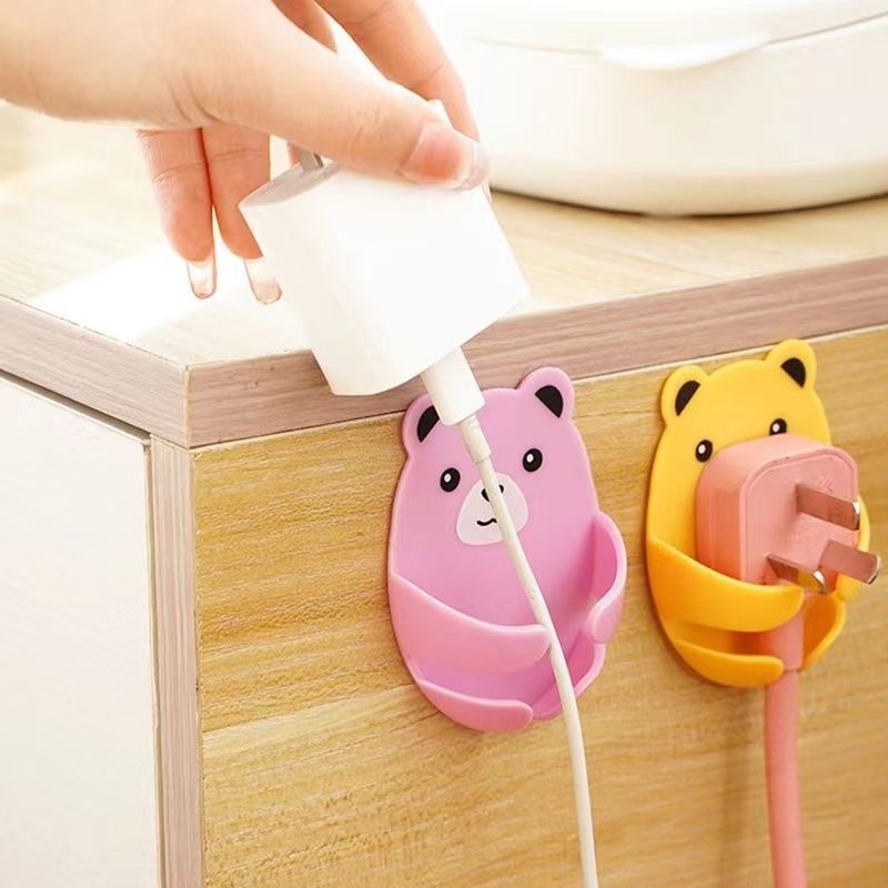 Kệ Giá đỡ ổ Cắm Phích Hình Gấu Dán Tường-10 cái