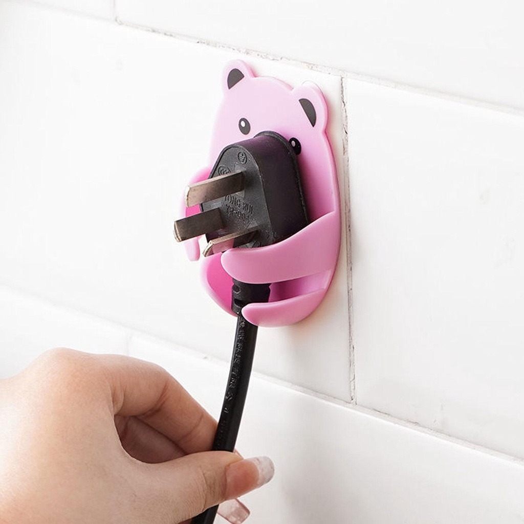 Kệ Giá đỡ ổ Cắm Phích Hình Gấu Dán Tường-10 cái