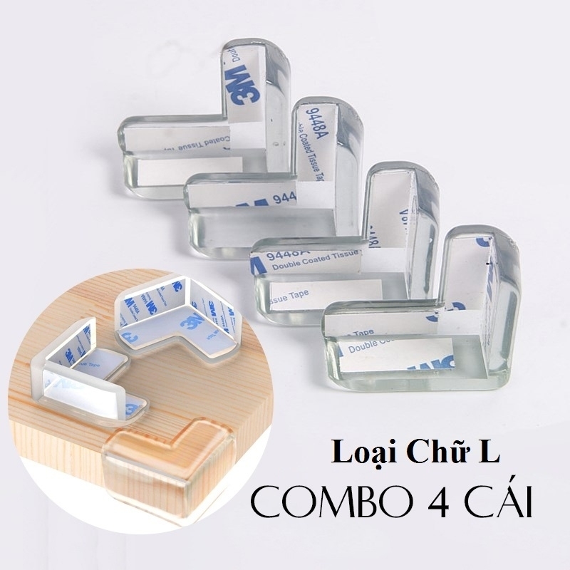 Miếng Bịt Góc Cạnh Bàn Silicon Chữ L 4 cái