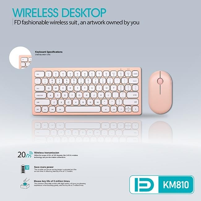 Bàn Phím + chuột màu combo bluetooth Không Dây FD - KM810