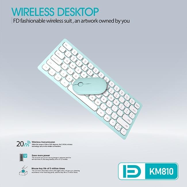 Bàn Phím + chuột màu combo bluetooth Không Dây FD - KM810