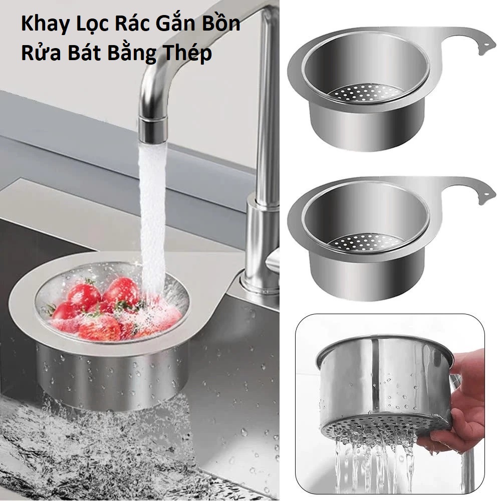 Khay Lọc Rác Gắn Bồn Rửa Bát Bằng Thép