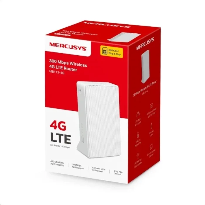 Cục modem Phát Wifi từ sim 4G LTE Mercusys MB112-4G Chính hãng (32 user) FV