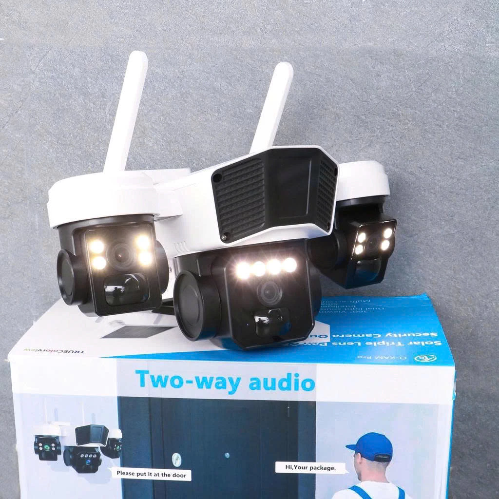 Camera 4G Okam T12 3 mắt, loại xịn 2 tấm Năng lượng mặt trời, tặng sim