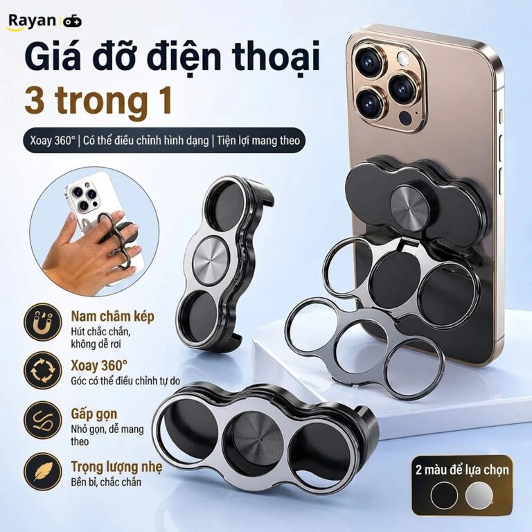 Giá Đỡ Điện Thoại 3in1 Kẹp Lưng 3 Ngón Tay Xoay 360 Độ màu nhẫu nhiên