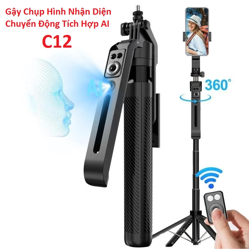 Gậy Gimbal Chụp Hình Nhận Diện Chuyển Động Tích Hợp AI C12.